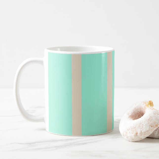 Mug Lignes rayées bleu pastel clair et gris (Avec donut)