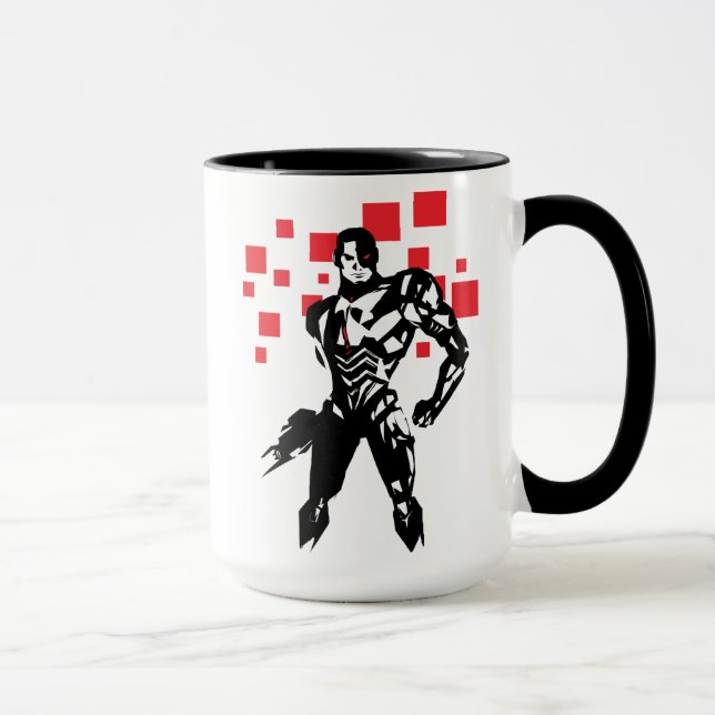 Mug Ligue de Justice | Cyborg Digital Noir Pop Art (Droite)
