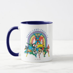 Mug Ligue de la Justice - Paix, Amour, Égalité