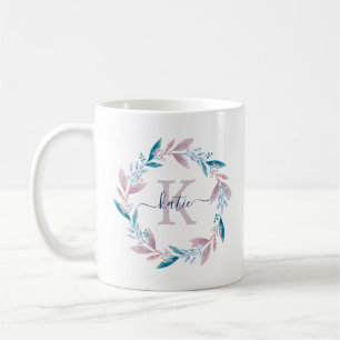 Mug Lilac Aquarelle Florale Wreath Monogramme