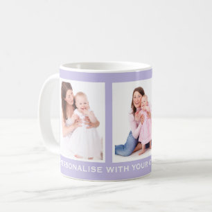 Mug Lilac ou Couleur personnalisée 3 Photo personnali