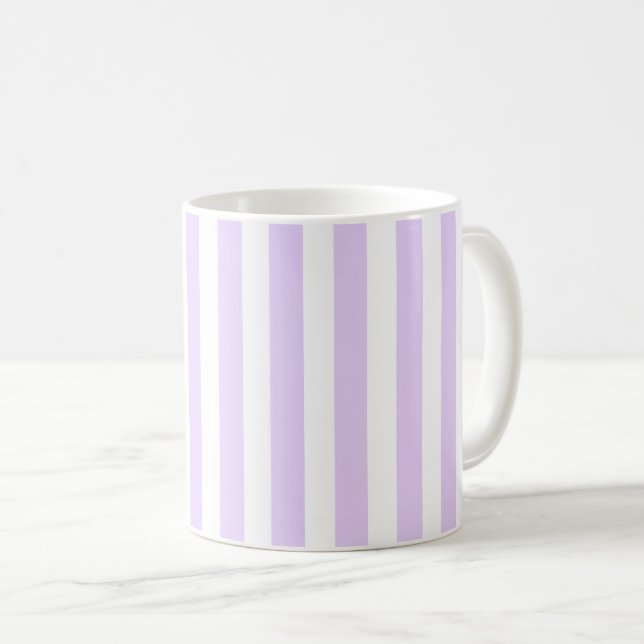 Mug Lilac violet et blanc bonbons rayures (Devant droit)