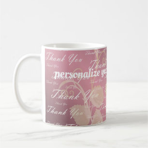 Mug lilas, rose, or, argent, merci, fleurs,