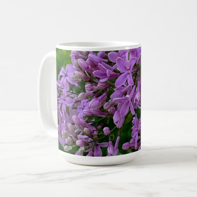 Mug Lilas violet romantique élégant violet photo flora (Devant gauche)