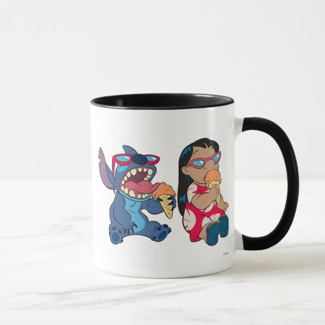 Mug Lilo & Stitch's Lilo and Stitch mangent de la crèm (Droite)