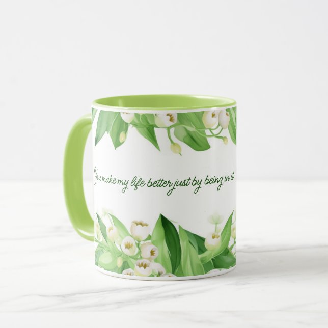 Mug Lily de la vallée FLowers | Cadeau pour maman | (Devant gauche)