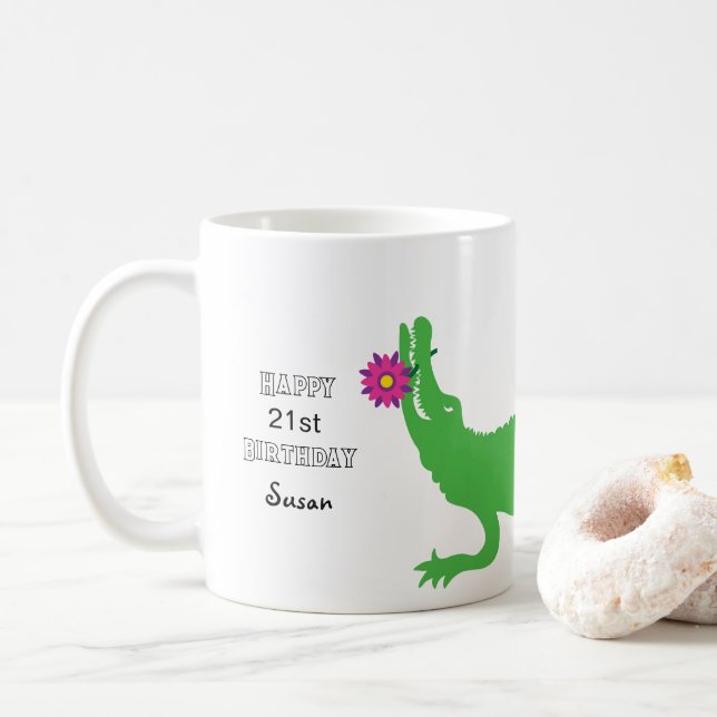 Mug Lily - un alligator sérieusement lunatique (Avec donut)
