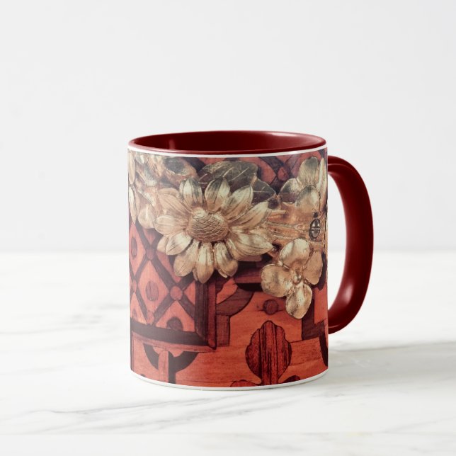 Mug L'image en bois marquetée avec de l'or a doré la (Devant droit)