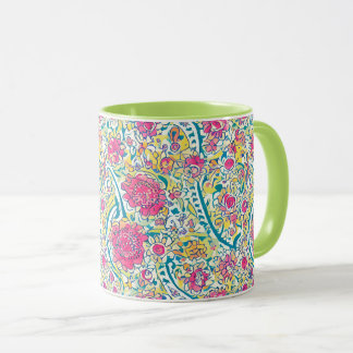 Mug Lime Floral Motif arabe