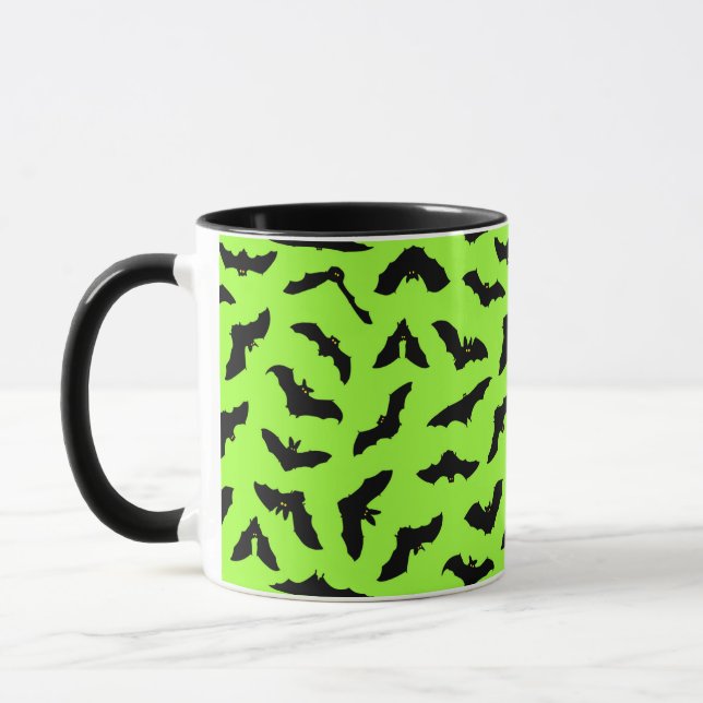 Mug Lime Green Bat Motif Halloween (Gauche)