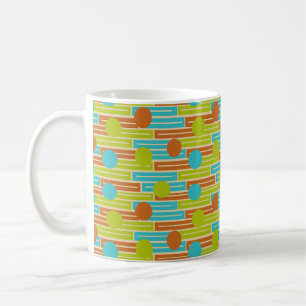 Mug Lime Green, Cinnamon Brown, Rectangles Turquoise