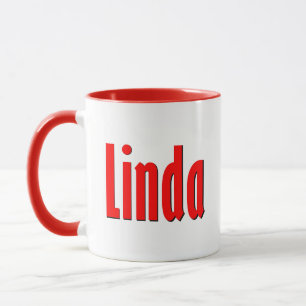 Mug "Linda" Elegant Simple Typographie rouge et noire
