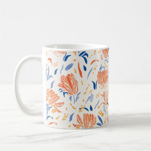 Mug Linocut botanique baroque : arrière - plan sans co