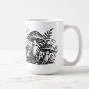 Mug Linogravure de champignons forestiers vintage