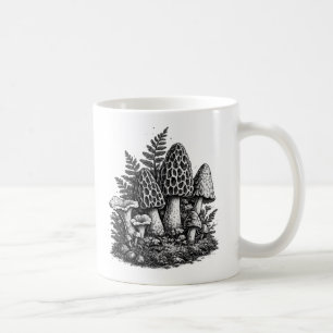 Mug Linogravure vintage de champignons de forêt