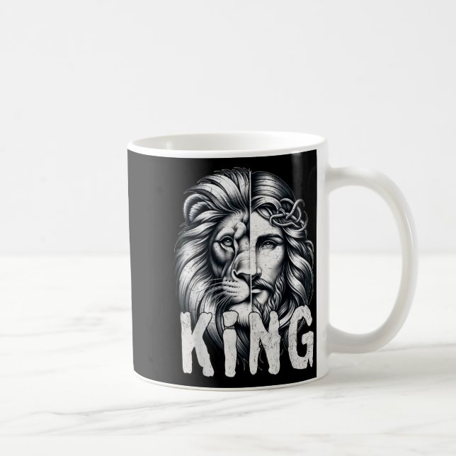 Mug Lion And Jesus King Christian Faith Design  (Droite)