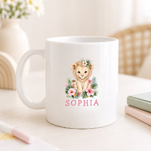 Mug Lion de bébé Safari Jungle Nom personnalisé