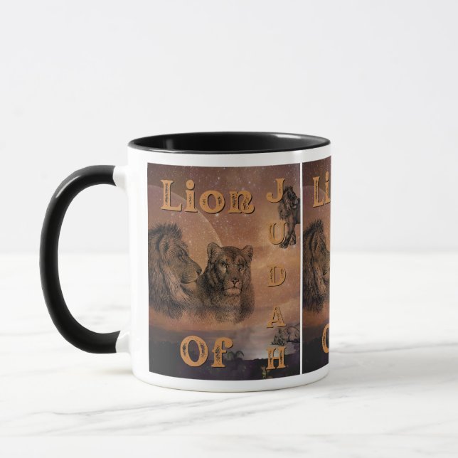 Mug Lion de Juda Courage & Dévotion À La Parole Des Di (Gauche)