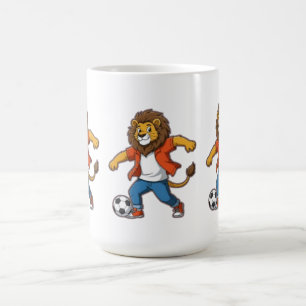 Mug Lion Dribblant un Ballon de Football Puissance,