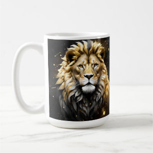Mug Lion Mâle Majestic D'Or Et De Gris,