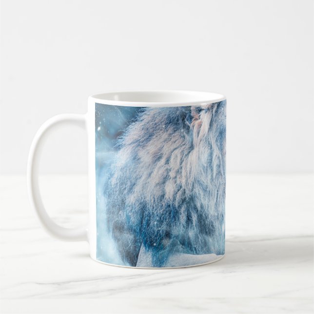 Mug Lion neige couché animal d'art (Gauche)