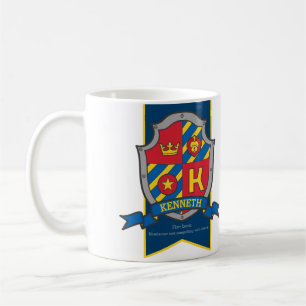 Mug Lion nommé bleu rouge de signification de bouclier