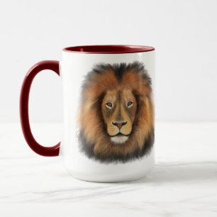 Mug lion roi de la jungle aquarelle réaliste mâle