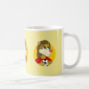 Mug Lion tenant un ballon de football dessin animé tas