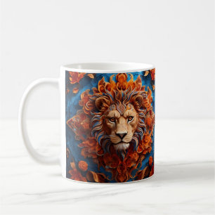 Mug Lion vibrant aux motifs floraux
