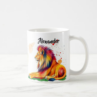 Mug Lion Vibrant Avec Paint Splateaux Brosses