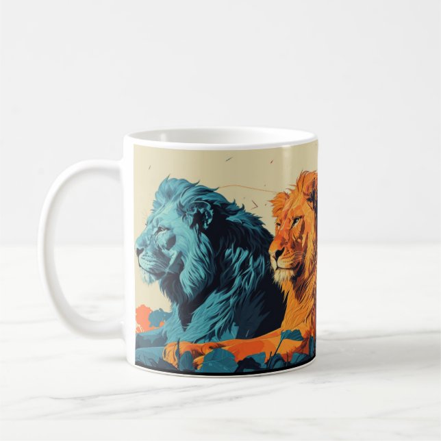 Mug lions vintages et colorés (Gauche)
