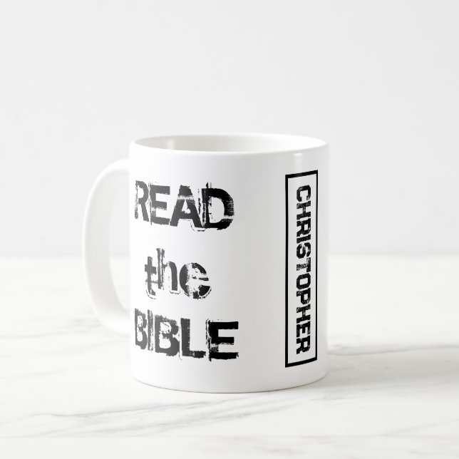 Mug Lire La Bible Blanc & Noir (Devant gauche)