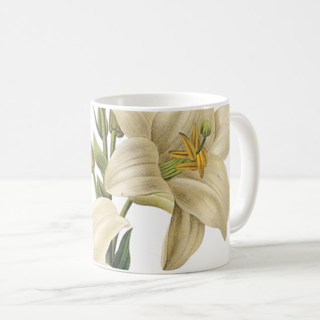 Mug lis blanc (Lilium candidum) par Redouté (Devant droit)