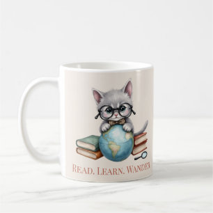 Mug "Lisez. Apprenez. Allez-y." Chat de réservation mi