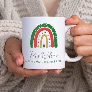 Mug Liste de Noël Arc-en-Ciel des Enseignants Gentils