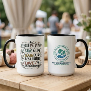 Mug Liste et logo du plan de sauvetage des animaux de 
