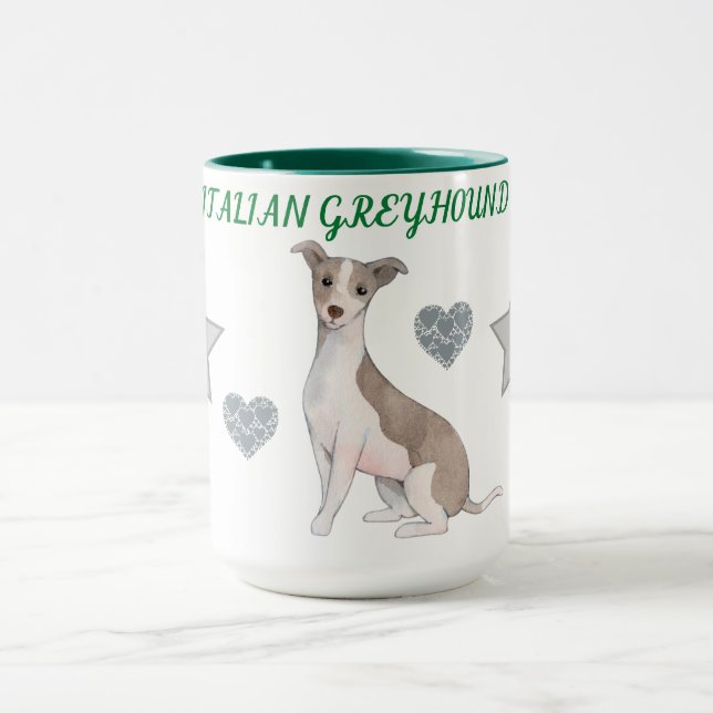 MUG L'ITALIEN GREYHOUND COMBO DEUX BOUGIES À TONNE. MU (Centre)