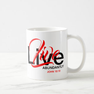 Mug Live Abondamment John 10:10 Vie Monogramme Écritur