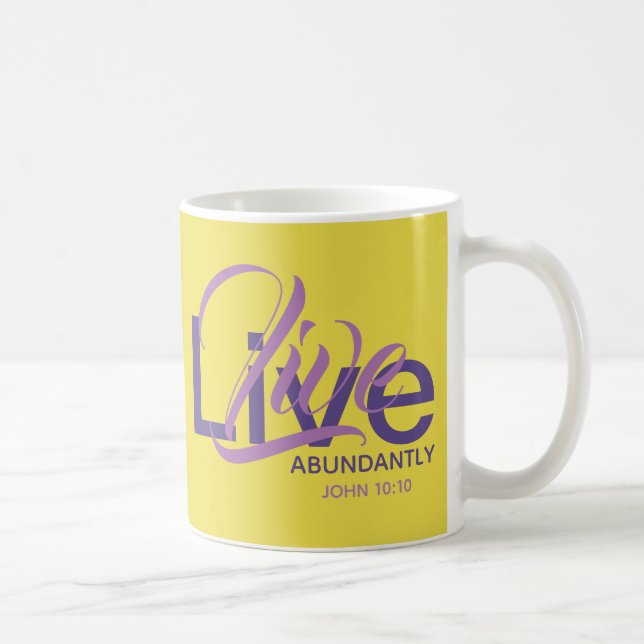 Mug Live Abondamment John 10:10 Yellow Custom Scriptur (Droite)