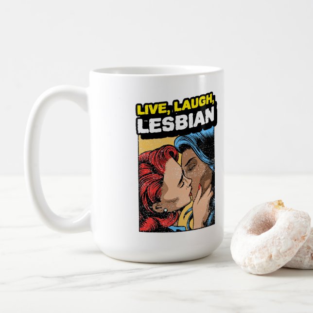 Mug Live Laugh Lesbian (Avec donut)