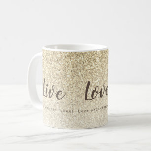 Mug Live Love Laugh Girly Parties scintillant d'or Typ