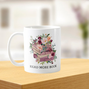 Mug Livre d'aquarelle et citation de lecture Rose
