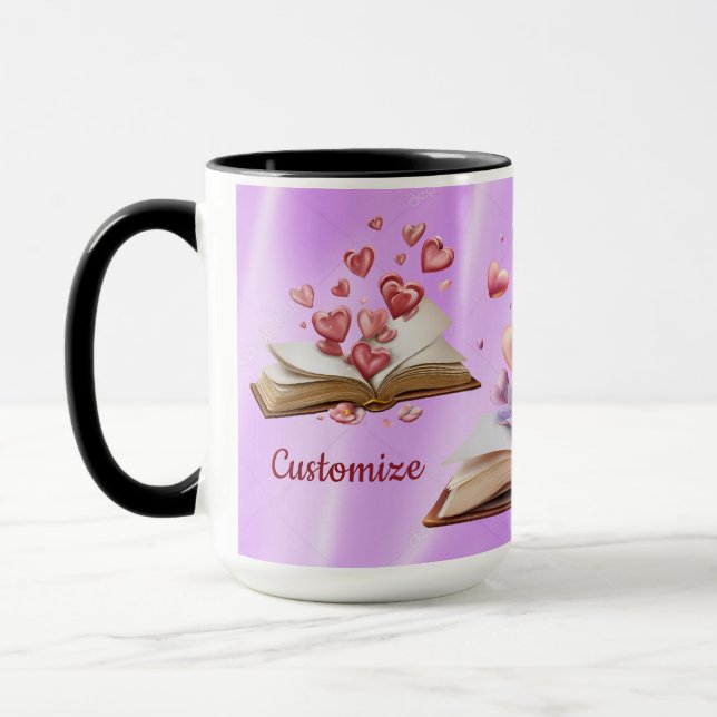 Mug Livre de cœurs rose (Gauche)