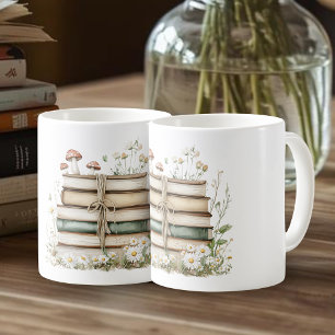 Mug Livres aquarelles vintage et fleurs sauvages