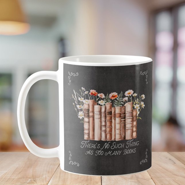 Mug Livres avec fleurs et citation sur tableau noir (In situ)