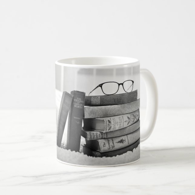 Mug Livres d'études/de sieste en noir et blanc (Devant droit)
