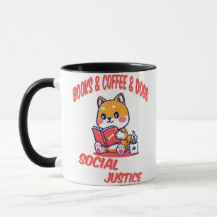 Mug Livres et café et chiens et justice sociale
