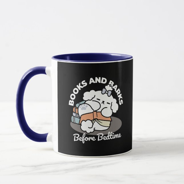 Mug Livres et écorces - Conception de lecture de chien (Gauche)