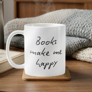 Mug Livres Me Rendent Heureux Écriture Manuscrite Gris