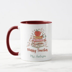 Mug Livres personnalisés de l'arbre de Noël de l'ensei